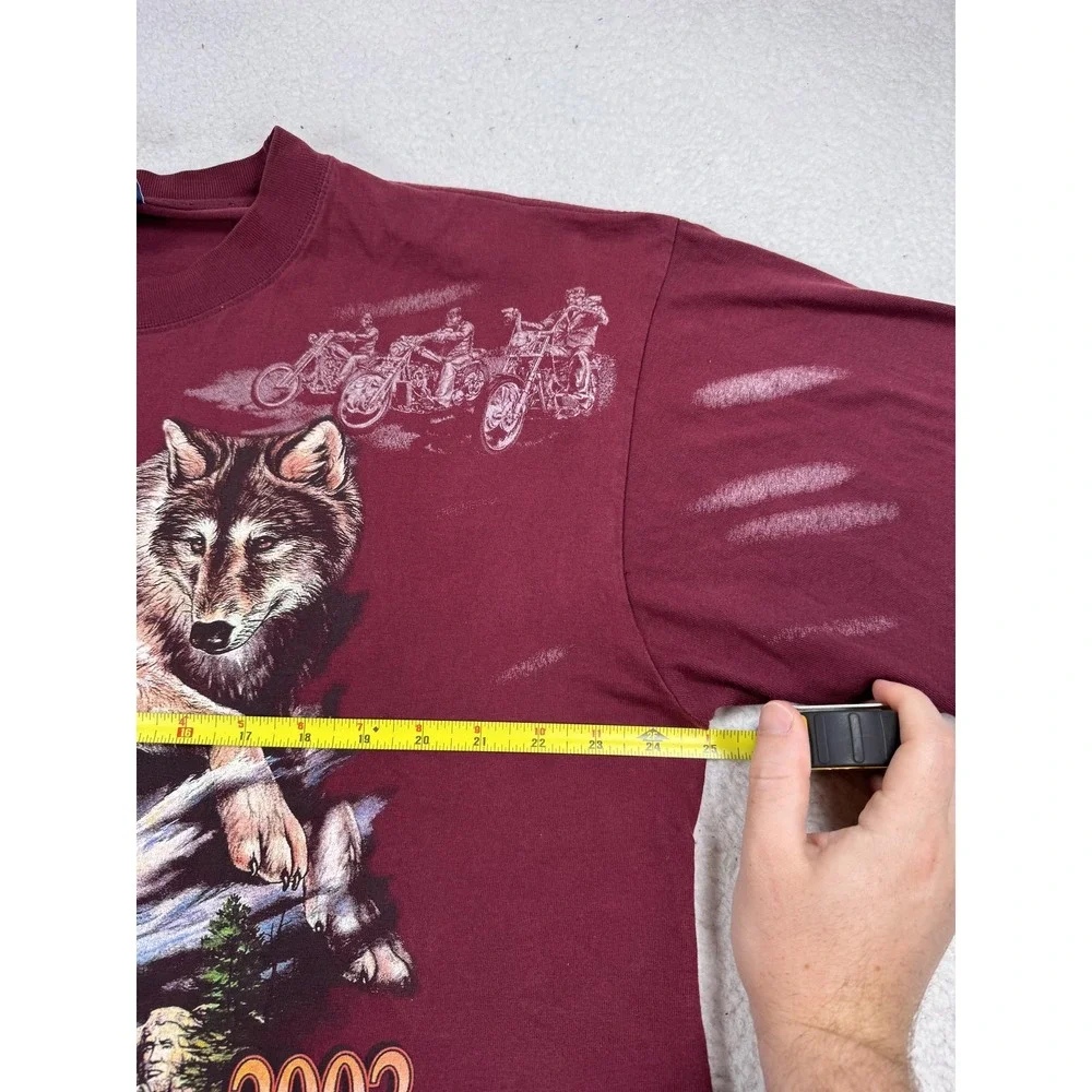 Vintage Sturgis Shirt Mens 2XL Red Black Hills Rally Wolf Eagle 2002 Tee AOP